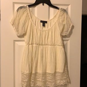 Off white shirt with lace overlay